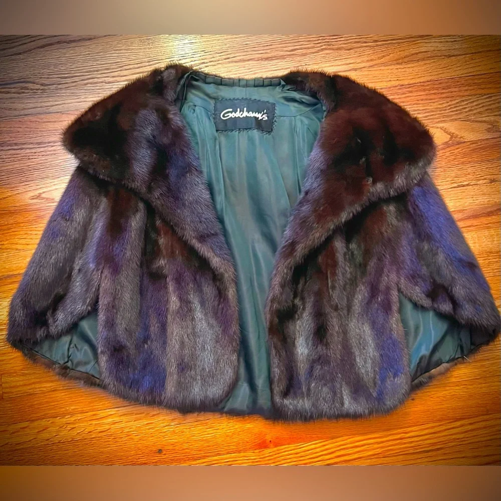Authentic Vintage Brown/Black 100% Real Mink Fur Stole/Wrap, Godchaux’s - Picture 2 of 11